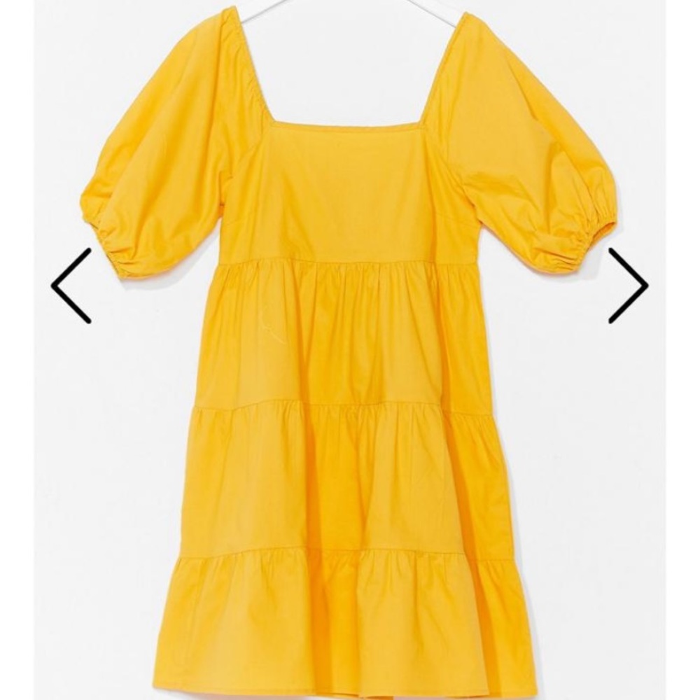NASTY GAL- NWT Mustard puffy sleeve mini dress
